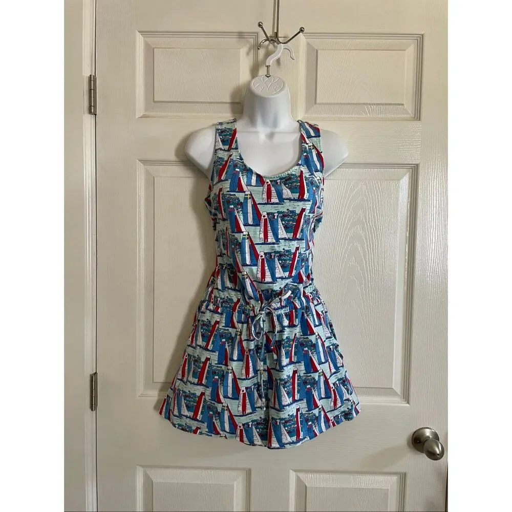 Vineyard Vines Medium Americas Cup Scoop Neck Short Romper